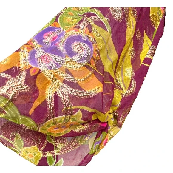 Garfinckel's Washington Stunning 1960'sVintage Multicolor ,gold sheen Maxi dress - Picture 5 of 9